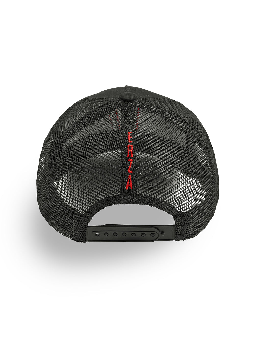 Black Trucker Cap ‘EZ’ Red Stitch