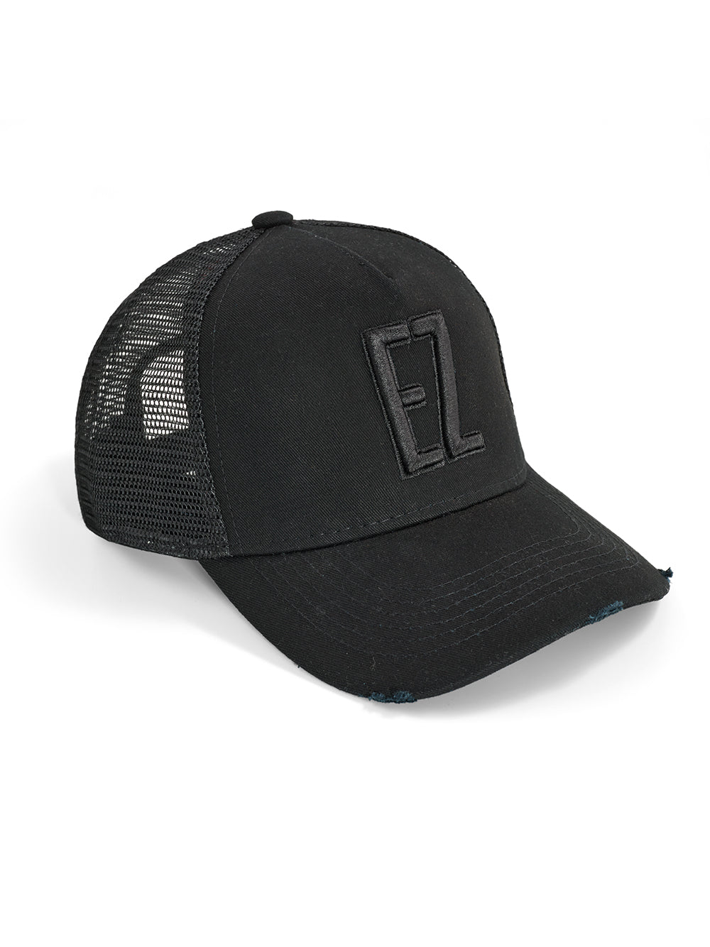 Black Trucker Cap ‘EZ’ Black Stitch