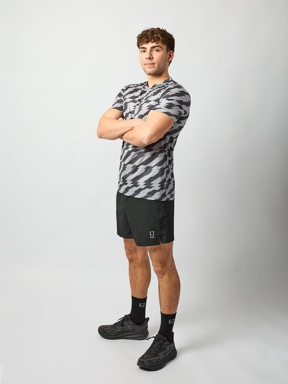 'EZ' Active Tee in Glitch Grey/Black